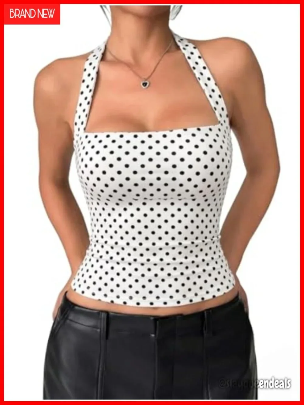 Polka Dot Halter Crop Top Sleeveless Corset Y2K Tank Top